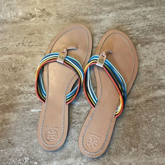 Multi colored tory burch sandals deals